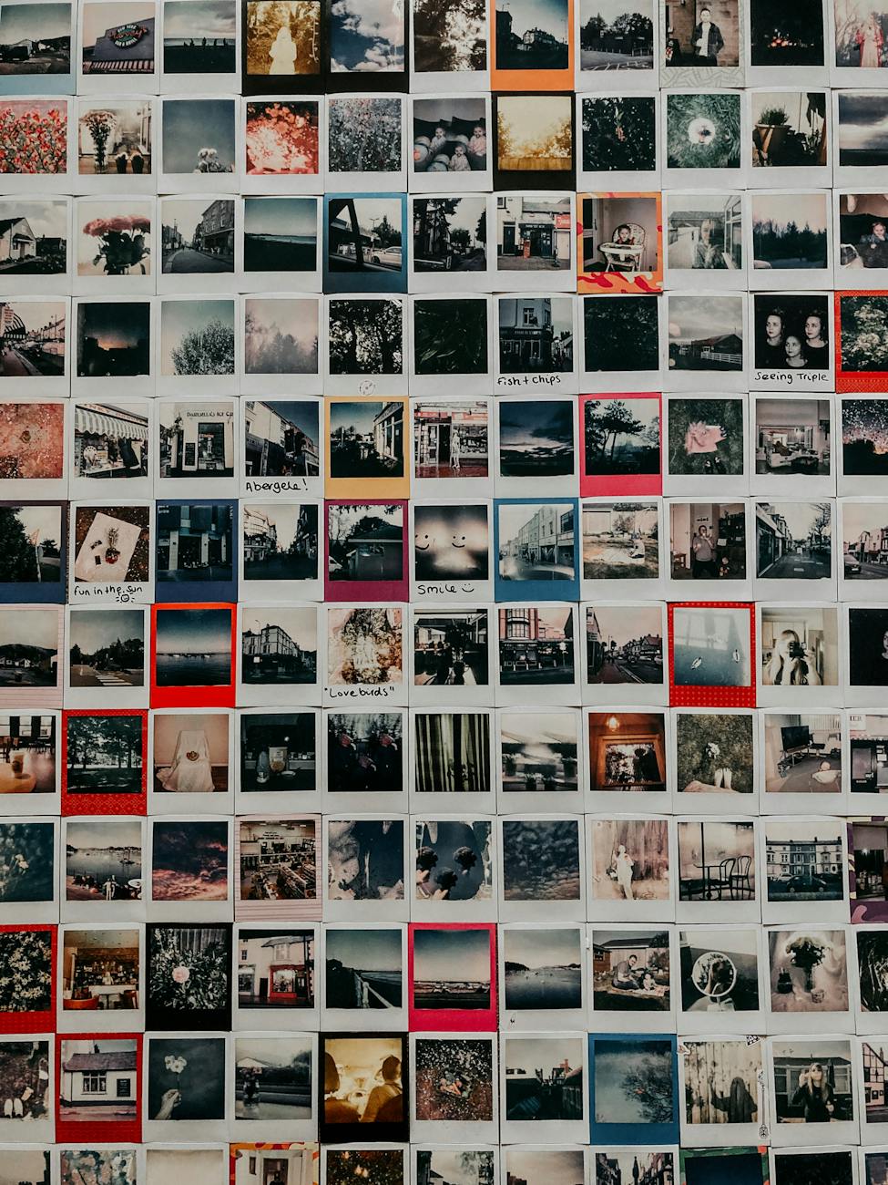 collection of old instant photos with trips